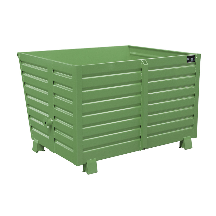 [049680] Contenedor metálico apilable y basculante mediante implante - Cap. 1,5 m³ - Dim.: 1200x1500x1000 mm - Verde ral 6011