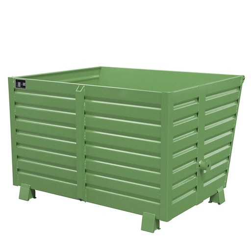 [049680] Contenedor metálico apilable y basculante mediante implante - Cap. 1,5 m³ - Dim.: 1200x1500x1000 mm - Verde ral 6011