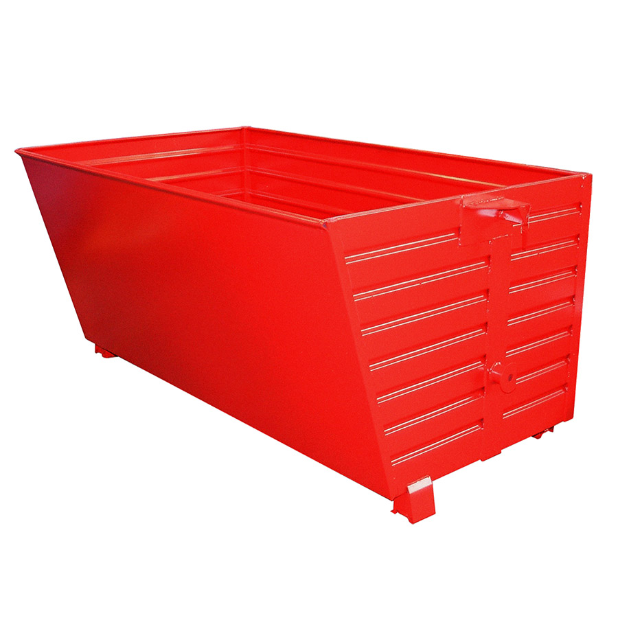 [049682] Contenedor metálico apilable y basculante mediante implante - Cap. 2 m³ - Dim.: 1200x2000x1000 mm - Rojo ral 3000