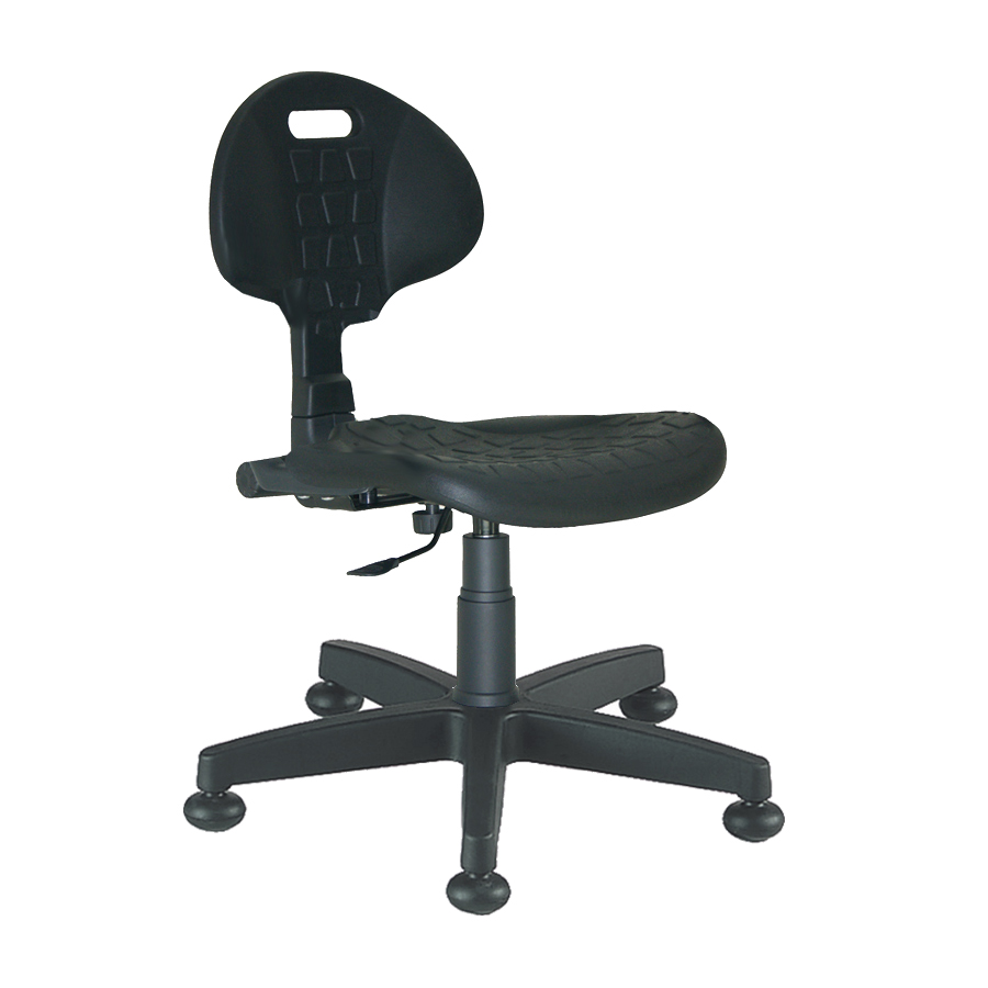 [049812] Silla para taller de poliuretano regulable en altura y con pies - Altura asiento.: 430 / 580h mm - Poliuretano negro