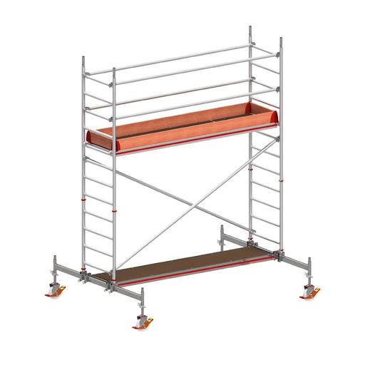 [049827] Andamio móvil con traviesas de apoyo y 1 plataforma de trabajo - Dim.: 3048x2100x3820h mm - Aluminio