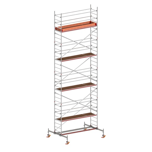 [049832] Andamio móvil con traviesas de apoyo y 1 plataforma de trabajo - Dim.: 3048x2100x8820h mm - Aluminio