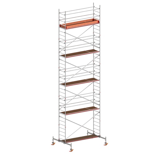 [049833] Andamio móvil con traviesas de apoyo y 1 plataforma de trabajo - Dim.: 3048x2100x9820h mm - Aluminio