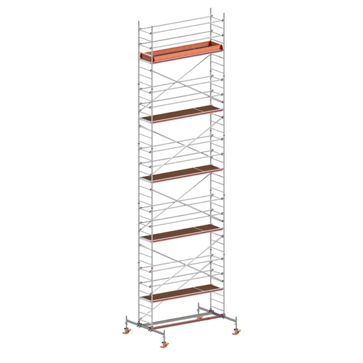 [049834] Andamio móvil con traviesas de apoyo y 1 plataforma de trabajo - Dim.: 3048x2100x10820h mm - Aluminio