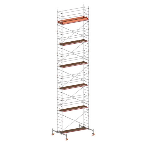 [049835] Andamio móvil con traviesas de apoyo y 1 plataforma de trabajo - Dim.: 3048x2100x11820h mm - Aluminio