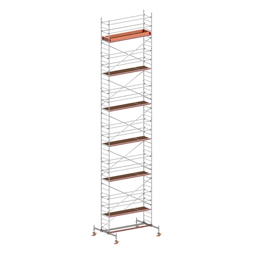 [049836] Andamio móvil con traviesas de apoyo y 1 plataforma de trabajo - Dim.: 3048x2100x12820h mm - Aluminio