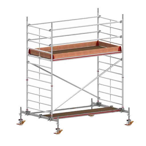 [049837] Andamio móvil con traviesas de apoyo y 1 plataforma de trabajo - Dim.: 3048x2100x3820h mm - Aluminio