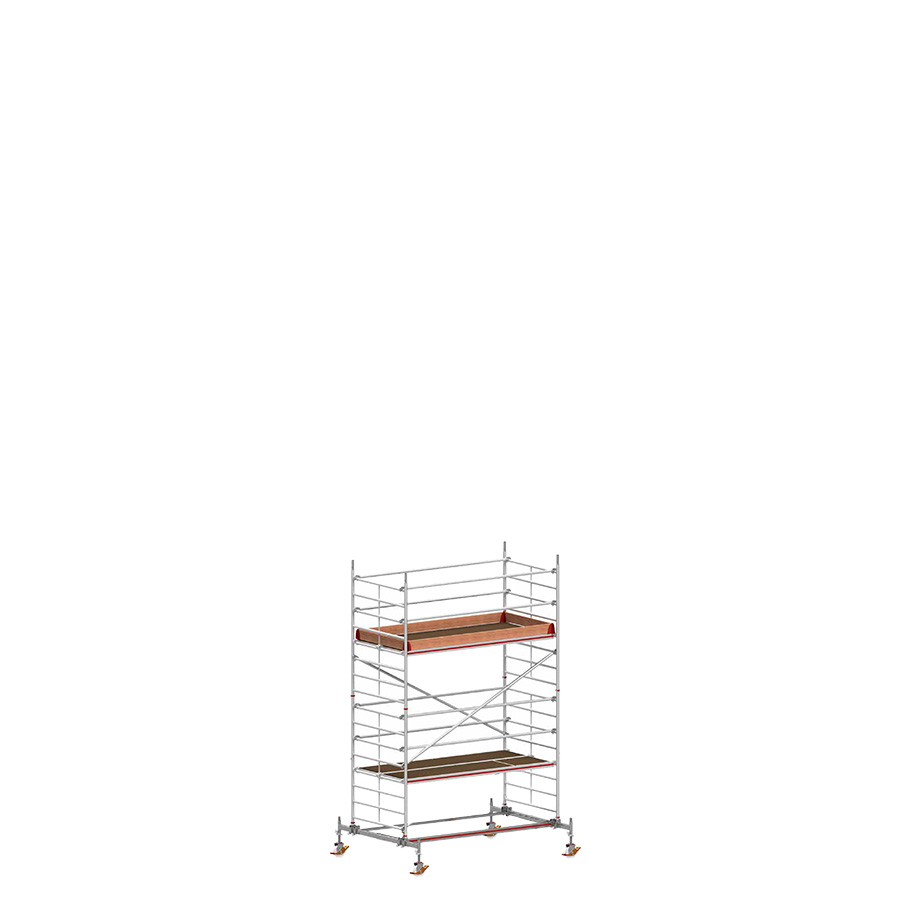 [049838] Andamio móvil con traviesas de apoyo y 2 plataformas de trabajo - Dim.: 3048x2100x4820h mm - Aluminio