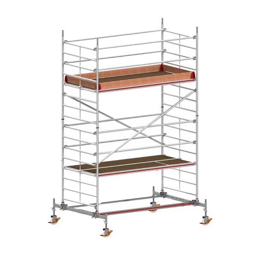 [049838] Andamio móvil con traviesas de apoyo y 2 plataformas de trabajo - Dim.: 3048x2100x4820h mm - Aluminio