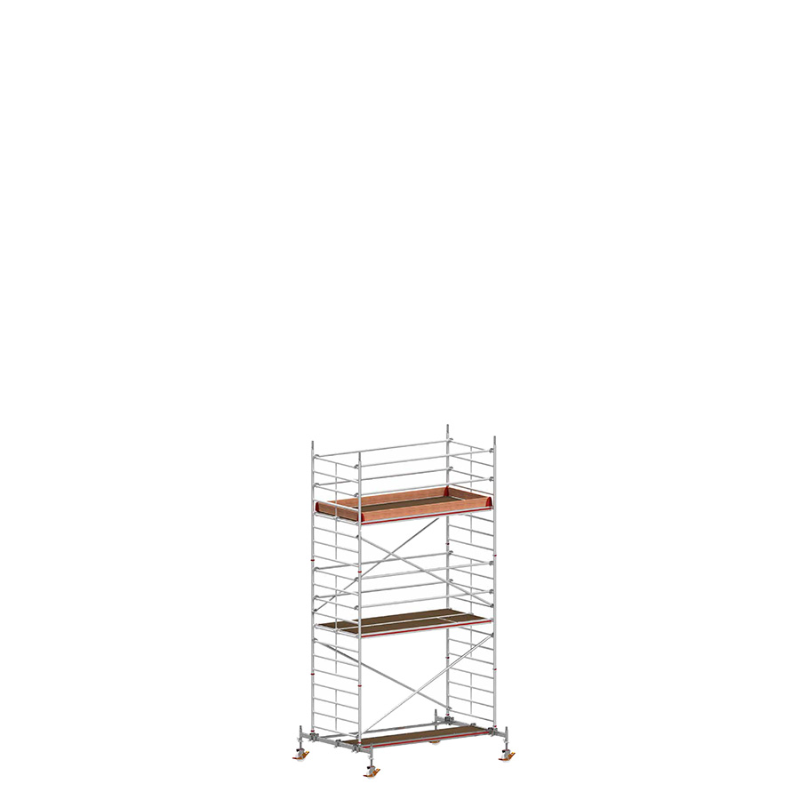 [049839] Andamio móvil con traviesas de apoyo y 2 plataformas de trabajo - Dim.: 3048x2100x5820h mm - Aluminio