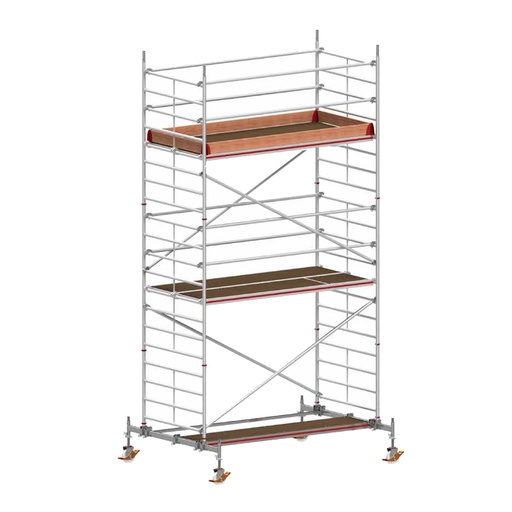 [049839] Andamio móvil con traviesas de apoyo y 2 plataformas de trabajo - Dim.: 3048x2100x5820h mm - Aluminio