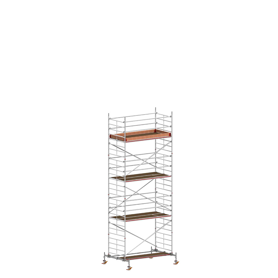 [049841] Andamio móvil con traviesas de apoyo y 3 plataformas de trabajo - Dim.: 3048x2100x7820h mm - Aluminio