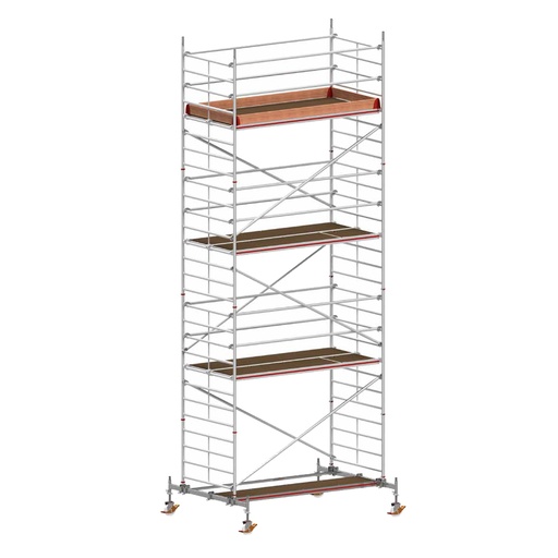 [049841] Andamio móvil con traviesas de apoyo y 3 plataformas de trabajo - Dim.: 3048x2100x7820h mm - Aluminio