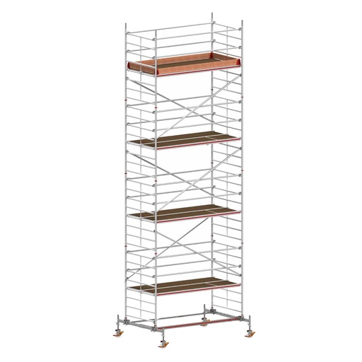 [049842] Andamio móvil con traviesas de apoyo y 4 plataformas de trabajo - Dim.: 3048x2100x8820h mm - Aluminio
