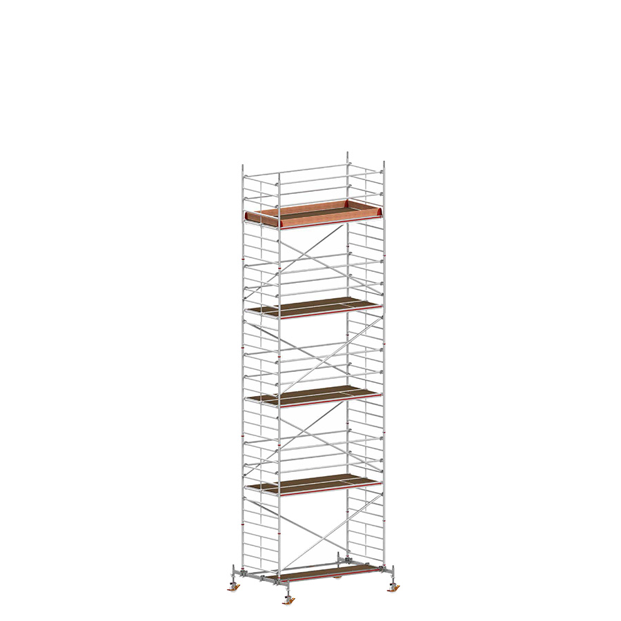 [049843] Andamio móvil con traviesas de apoyo y 4 plataformas de trabajo - Dim.: 3048x2100x9820h mm - Aluminio