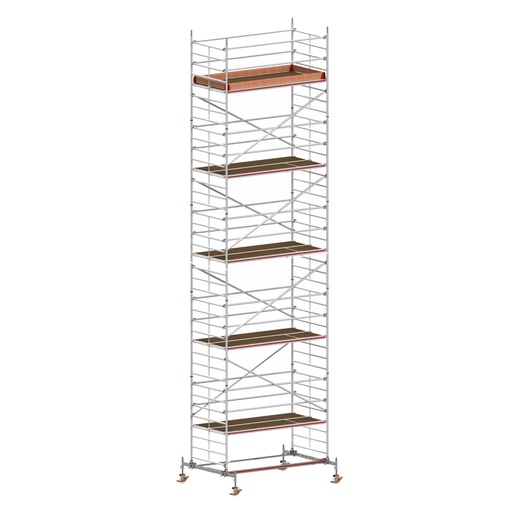 [049844] Andamio móvil con traviesas de apoyo y 5 plataformas de trabajo - Dim.: 3048x2100x10820h mm - Aluminio