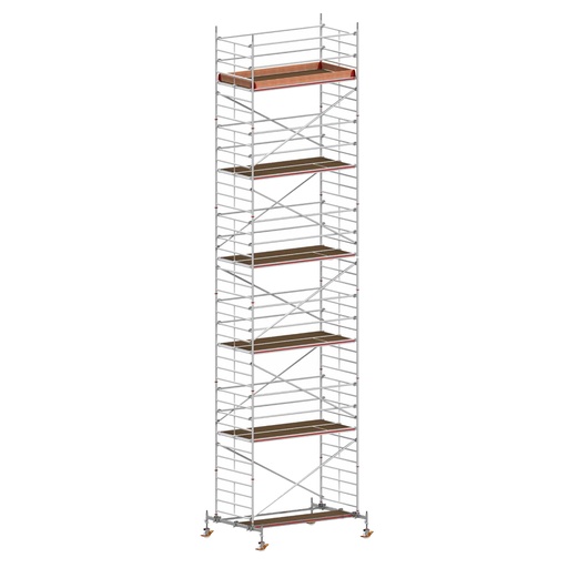 [049845] Andamio móvil con traviesas de apoyo y 5 plataformas de trabajo - Dim.: 3048x2100x11820h mm - Aluminio