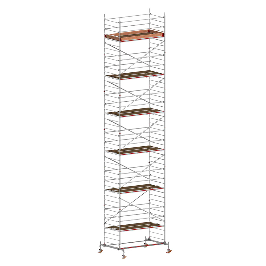 [049846] Andamio móvil con traviesas de apoyo y 6 plataformas de trabajo - Dim.: 3048x2100x12820h mm - Aluminio