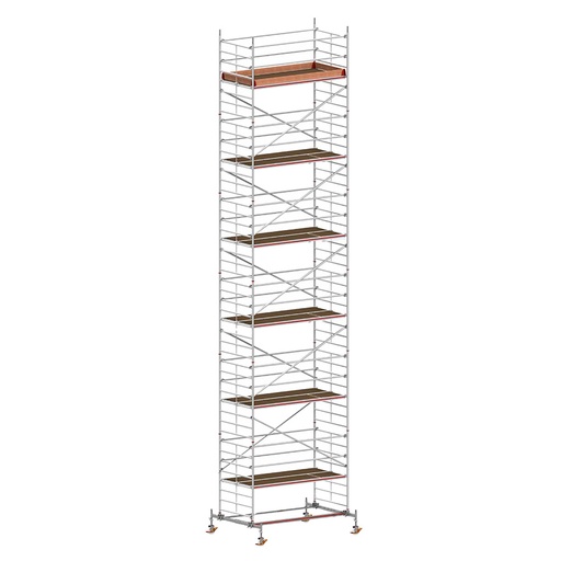 [049846] Andamio móvil con traviesas de apoyo y 6 plataformas de trabajo - Dim.: 3048x2100x12820h mm - Aluminio
