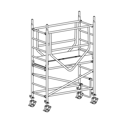 [049849] Andamio de aluminio de seguridad sin estabilizadores y con 1 plataforma - Dim.: 1665x695x2490h mm - Aluminio