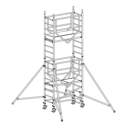 [049853] Andamio de aluminio de seguridad con estabilizadores y 2 plataformas - Dim.: 1665x695x4490h mm - Aluminio