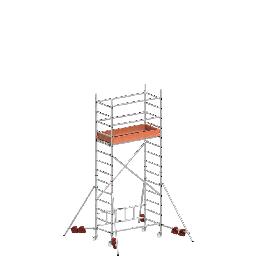 [049866] Andamio de aluminio de seguridad sin estabilizadores y con 1 plataforma - Dim.: 1580x720x3850h mm - Aluminio