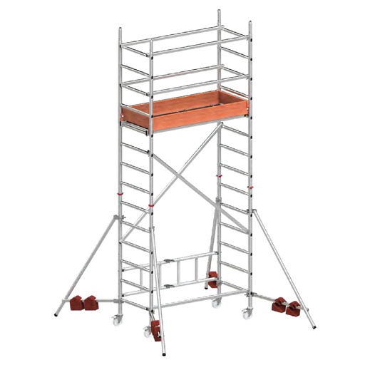 [049866] Andamio de aluminio de seguridad sin estabilizadores y con 1 plataforma - Dim.: 1580x720x3850h mm - Aluminio