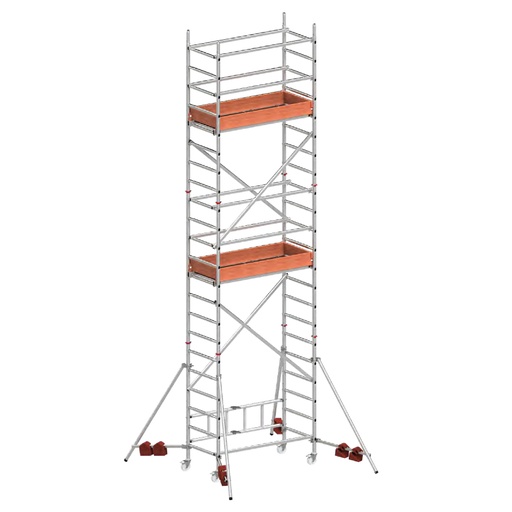 [049867] Andamio de aluminio de seguridad sin estabilizadores y con 2 plataformas - Dim.: 1580x720x5850h mm - Aluminio
