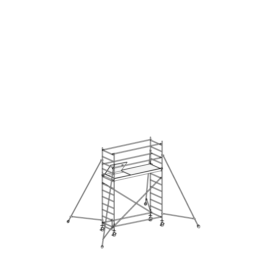 [049871] Andamio de aluminio de seguridad sin estabilizadores y con 1 plataforma - Dim.: 1985x735x3490h mm - Aluminio