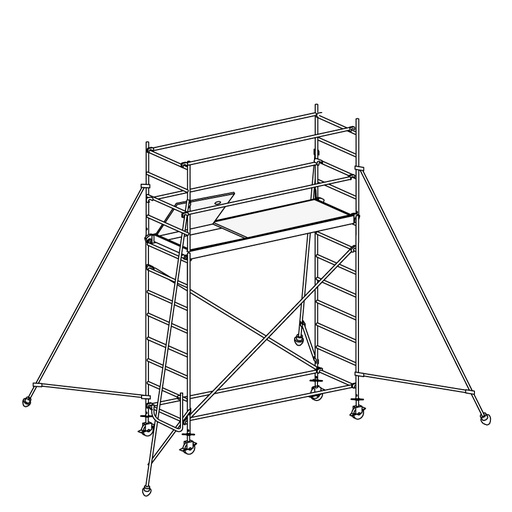 [049871] Andamio de aluminio de seguridad sin estabilizadores y con 1 plataforma - Dim.: 1985x735x3490h mm - Aluminio