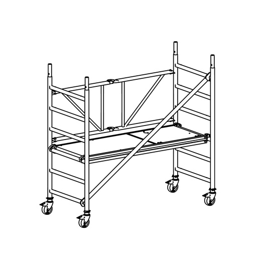 [049877] Andamio de aluminio plegable sin estabilizadores y con 1 plataforma - Dim.: 1985x735x1800h mm - Aluminio