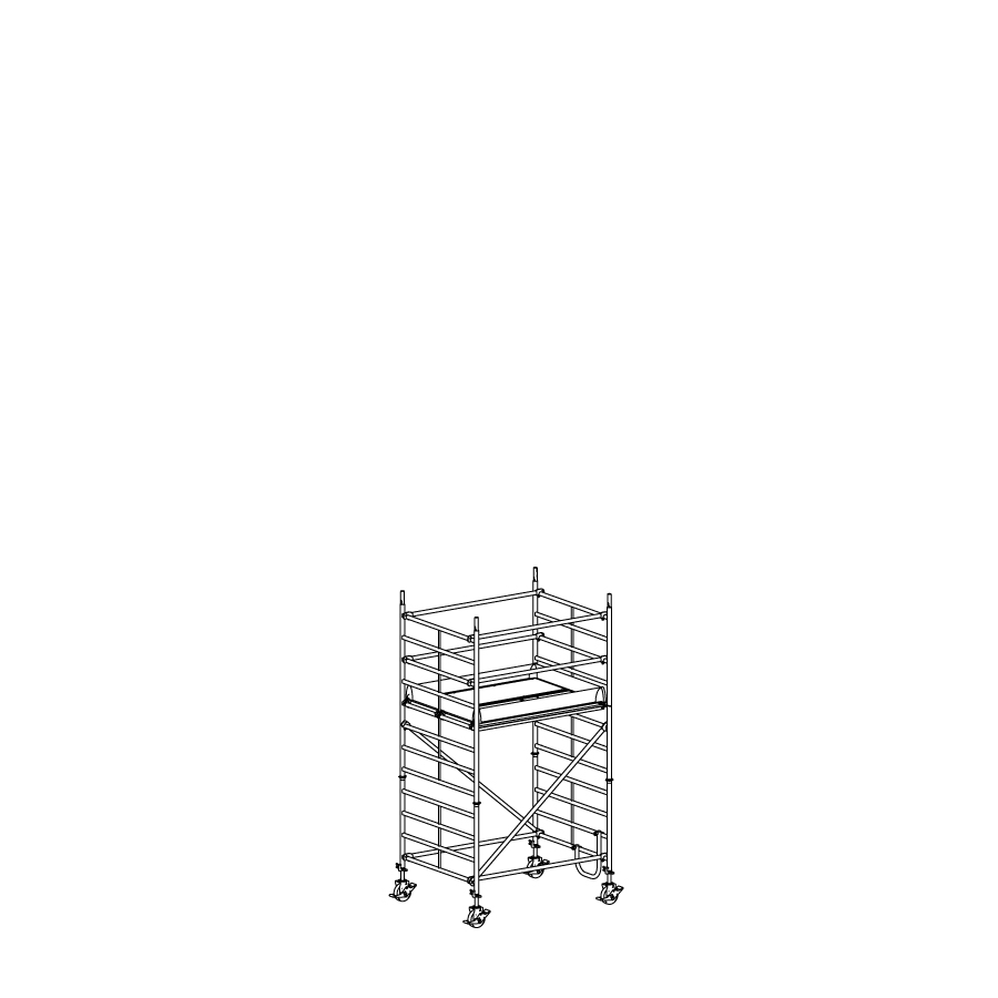 [049886] Andamio móvil modular con 1 plataforma - Dim.: 1985x1385x3640h mm - Aluminio