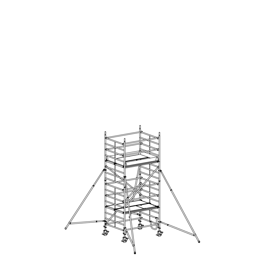 [049887] Andamio móvil modular con estabilizadores y 2 plataformas - Dim.: 1985x1385x4640h mm - Aluminio
