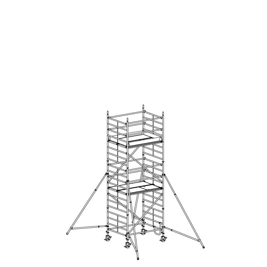 [049888] Andamio móvil modular con estabilizadores y 2 plataformas - Dim.: 1985x1385x5640h mm - Aluminio