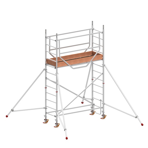 [049899] Andamio de aluminio de seguridad con estabilizadores y con 1 plataforma - Dim.: 2165x705x3490h mm - Aluminio