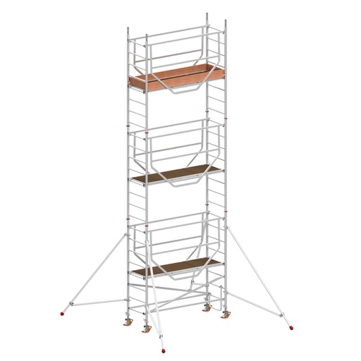 [049902] Andamio de aluminio de seguridad con estabilizadores y con 3 plataformas - Dim.: 2165x705x6490h mm - Aluminio