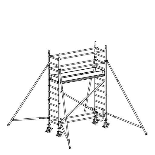 [049911] Andamio móvil de calidad profesional con 1 plataforma - Dim.: 2535x735x3640h mm - Aluminio