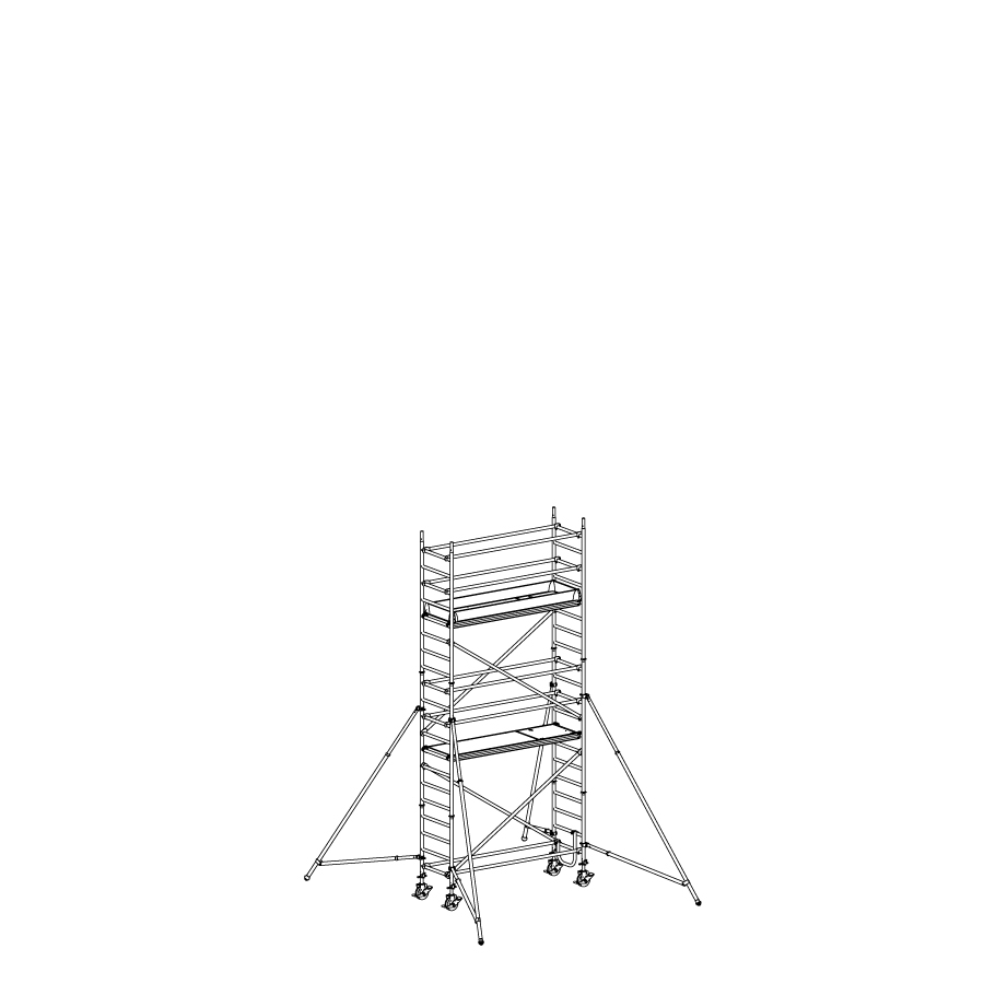 [049913] Andamio móvil de calidad profesional con 2 plataformas - Dim.: 2535x735x5640h mm - Aluminio