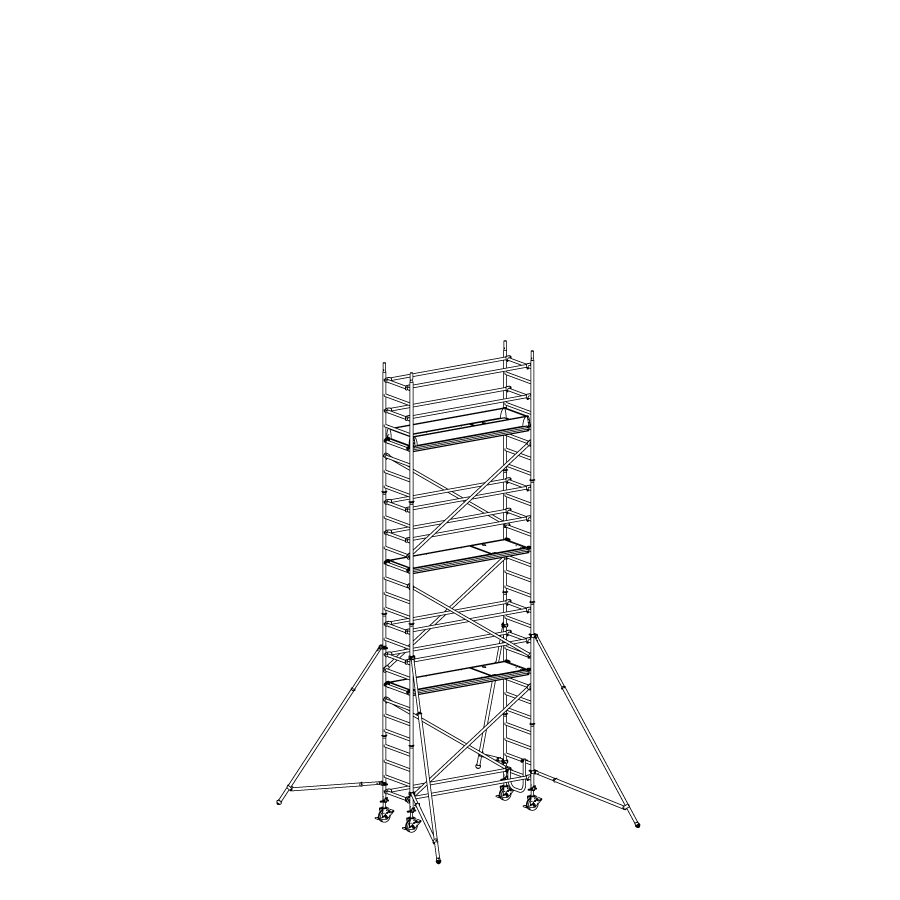 [049915] Andamio móvil de calidad profesional con 3 plataformas - Dim.: 2535x735x7640h mm - Aluminio