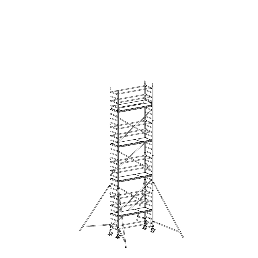 [049916] Andamio móvil de calidad profesional con 4 plataformas - Dim.: 2535x735x8640h mm - Aluminio