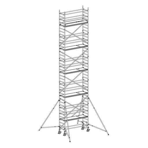 [049918] Andamio móvil de calidad profesional con 5 plataformas - Dim.: 2535x735x10640h mm - Aluminio