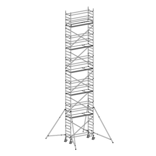 [049919] Andamio móvil de calidad profesional con 5 plataformas - Dim.: 2535x735x11640h mm - Aluminio
