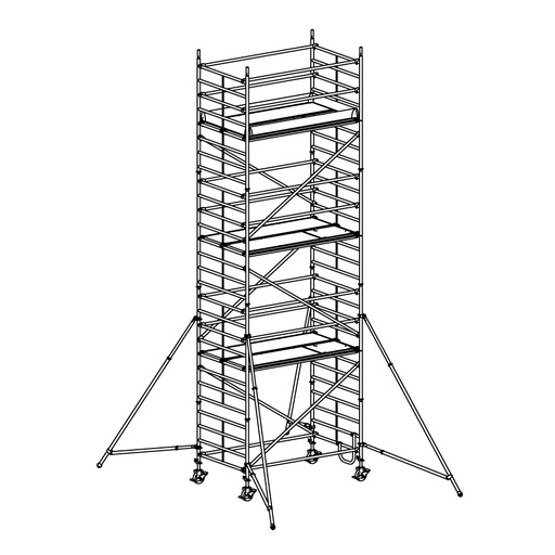 [049927] Andamio móvil modular con estabilizadores y 3 plataformas - Dim.: 2548x1385x3640h mm - Aluminio