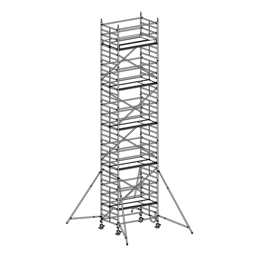 [049930] Andamio móvil modular con estabilizadores y 5 plataformas - Dim.: 2548x1385x3640h mm - Aluminio