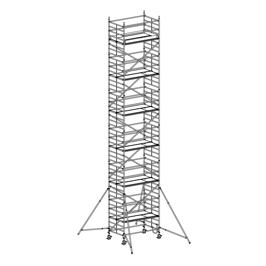 [049932] Andamio móvil modular con estabilizadores y 6 plataformas - Dim.: 2548x1385x3640h mm - Aluminio