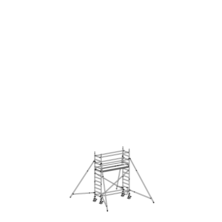 [049934] Andamio móvil modular con estabilizadores y 1 plataforma - Dim.: 3048x748x3640h mm - Aluminio