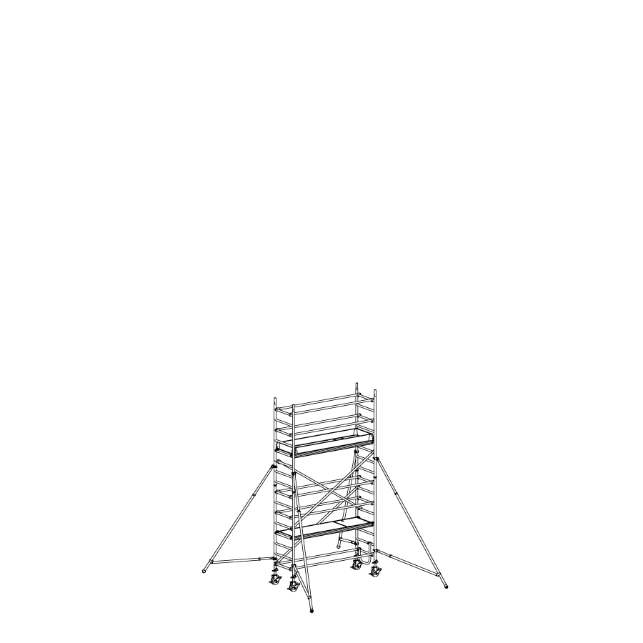 [049935] Andamio móvil modular con estabilizadores y 2 plataformas - Dim.: 3048x748x4640h mm - Aluminio