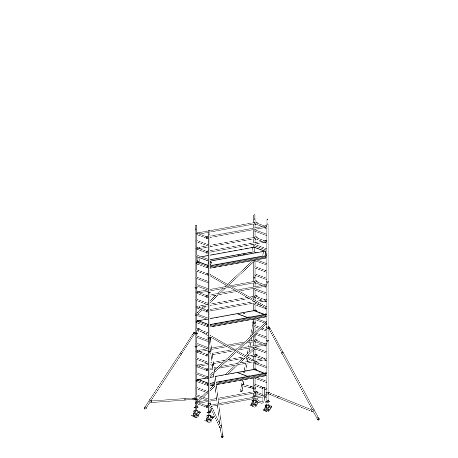 [049937] Andamio móvil modular con estabilizadores y 3 plataformas - Dim.: 3048x748x6640h mm - Aluminio