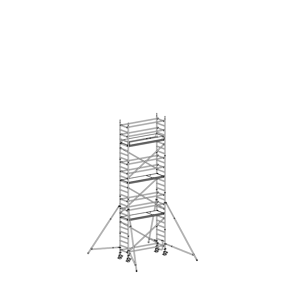 [049938] Andamio móvil modular con estabilizadores y 3 plataformas - Dim.: 3048x748x7640h mm - Aluminio