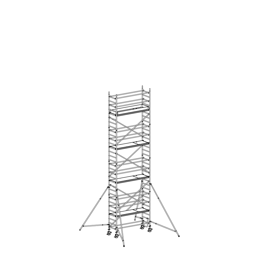 [049939] Andamio móvil modular con estabilizadores y 4 plataformas - Dim.: 3048x748x8640h mm - Aluminio